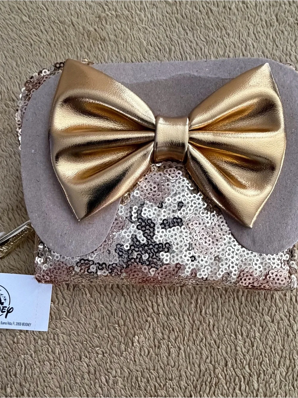 Loungefly Rose Gold Sequin Disney Parks Wristlet